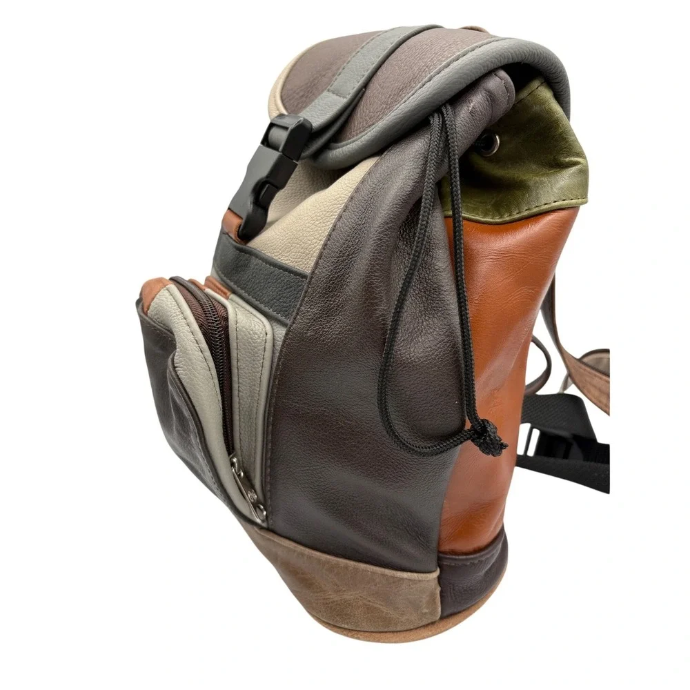 Unbranded Leather‎ Backpack Womens Multicolor Excellent Patchwork Sling Bag